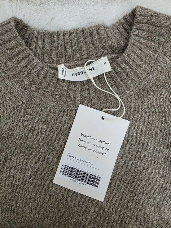 NEW Everlane Crewneck Sweater Alpaca Wool Heather Taupe Medium - Picture 5 of 11